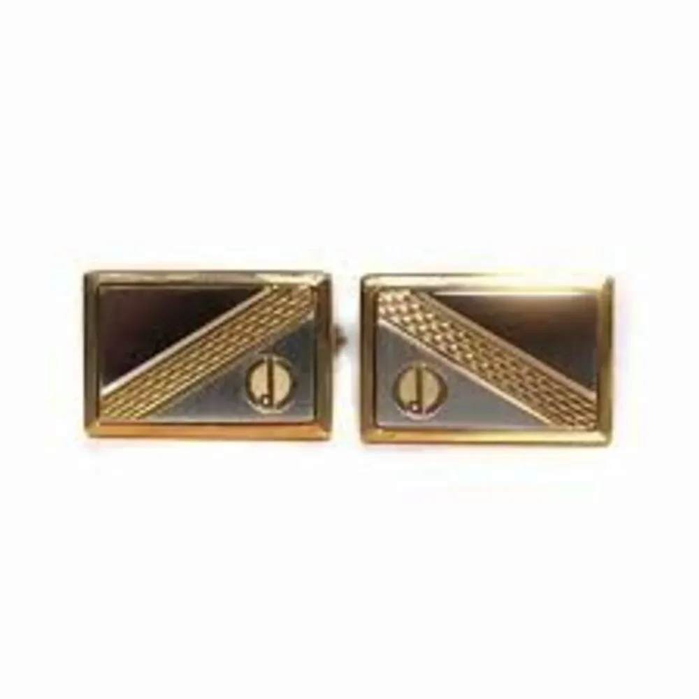 Dunhill Two Tone Rectangular Cuff Links Silver Gold Professional Sophisticated